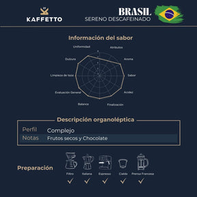 BRASIL DESCAFEINADO "SERENO" - KAFFETTO