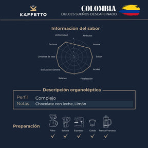 COLOMBIA DESCAFEINADO "DULCES SUEÑOS" - KAFFETTO
