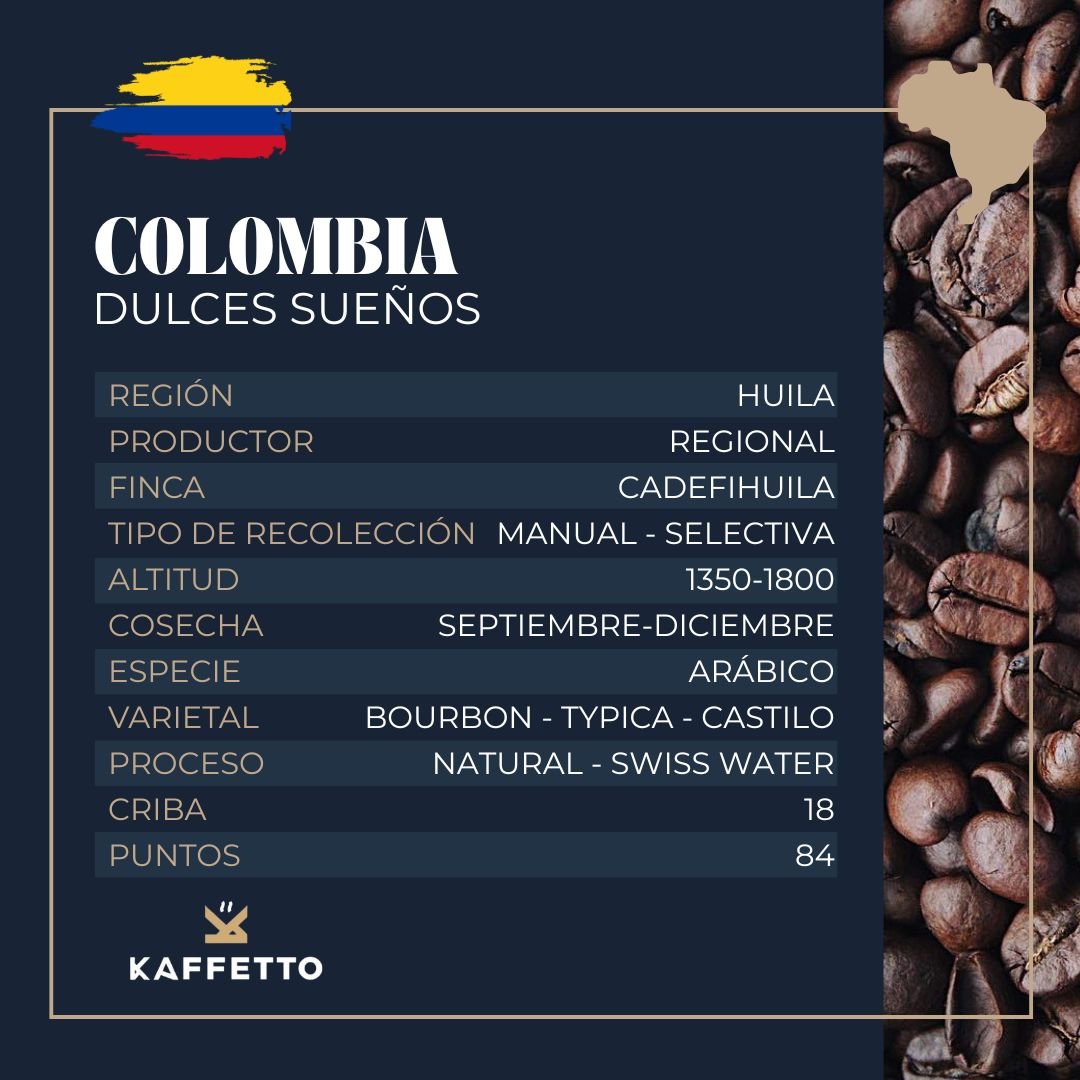 COLOMBIA DESCAFEINADO "DULCES SUEÑOS" - KAFFETTO